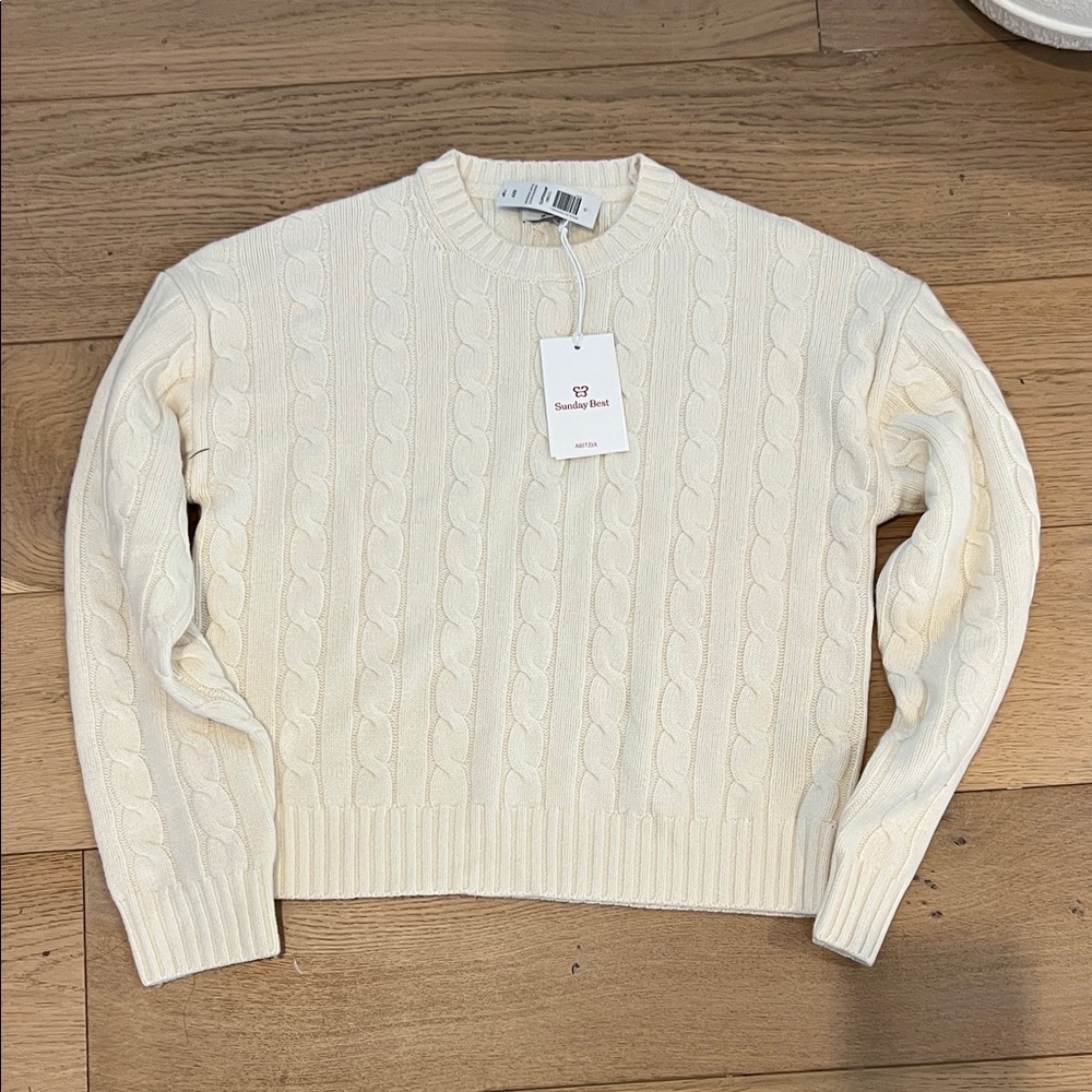 Aritzia Sunday Best Ivory Cable Knit Sweater